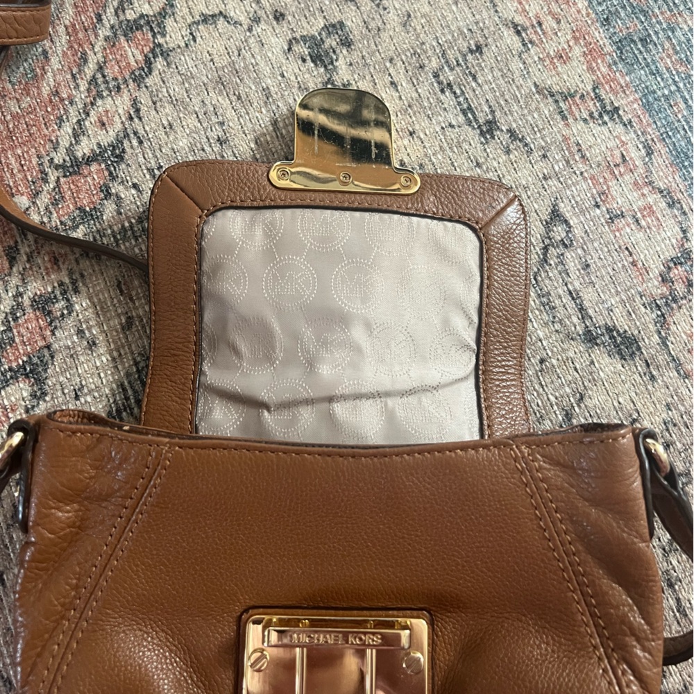 Michael Kors Cognac Brown Leather Crossbody with Gold Hardware - Picture 7 of 10